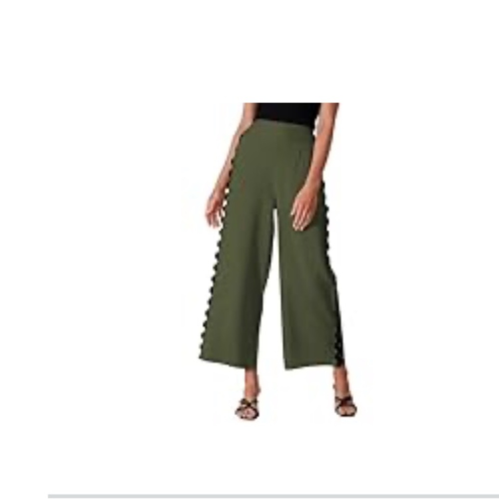 Evaless High Waisted Wide Leg Capri Pants Rick Rack Trim XL NWOT